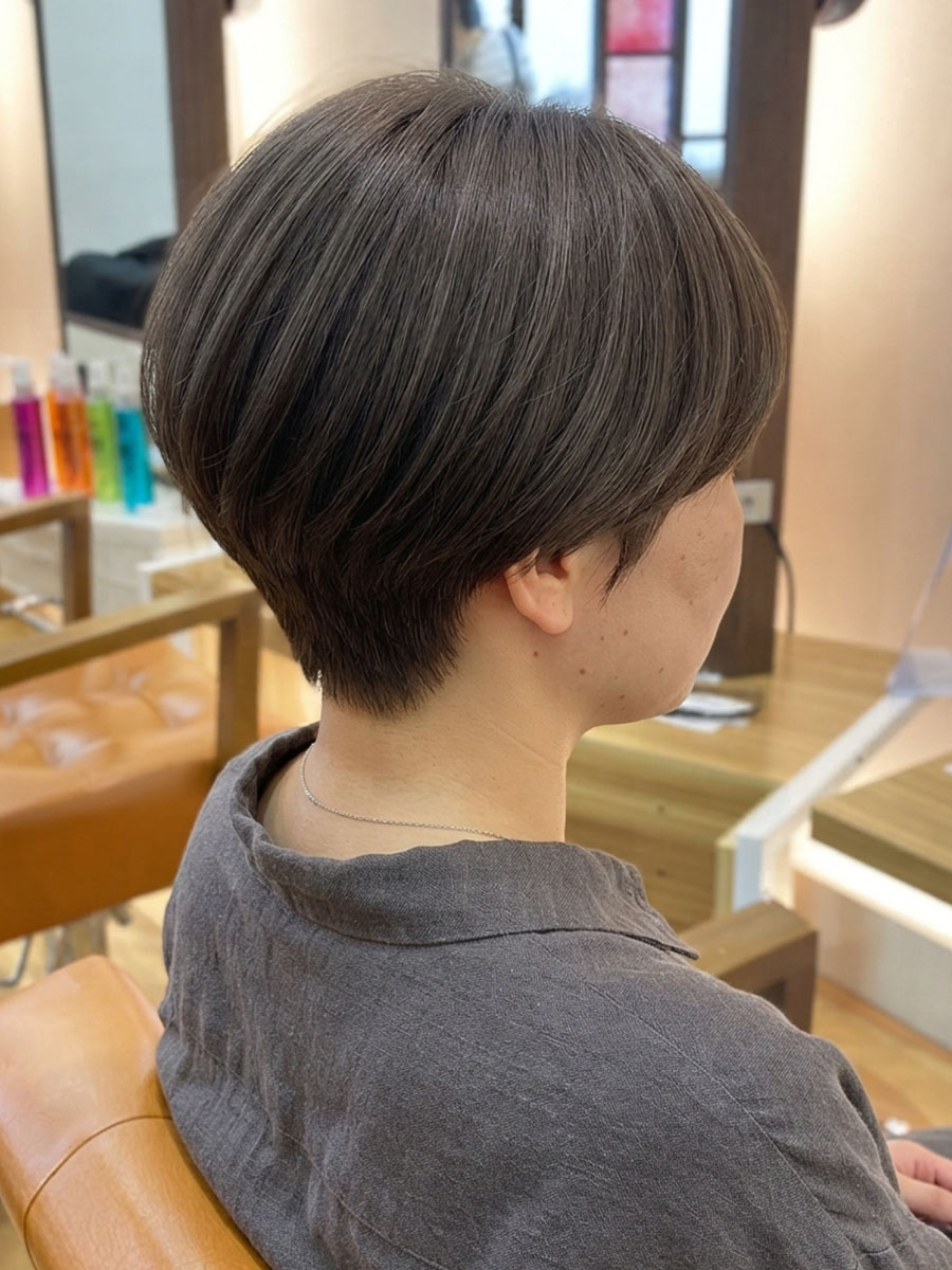 ショートボブ×グレージュカラー【河内花園駅】